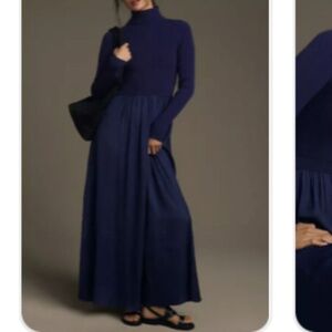 Anthropologie Twofer Dark Blue Sweater Dress, 2X